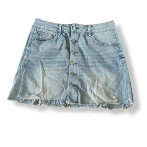 [American Eagle] Denim Button Distressed Mini Skirt